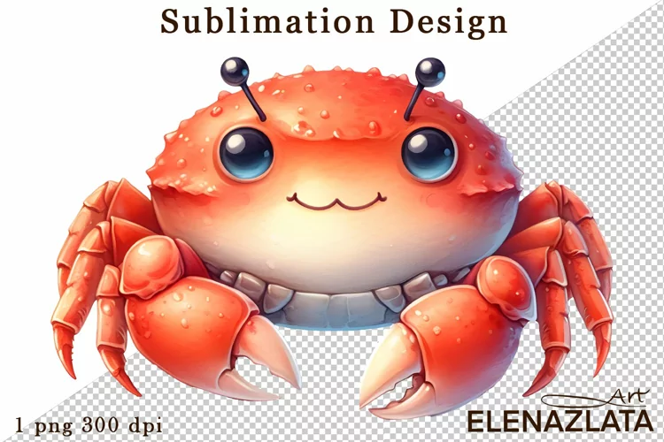 Watercolor baby crab clipart. Cute crab illustrations