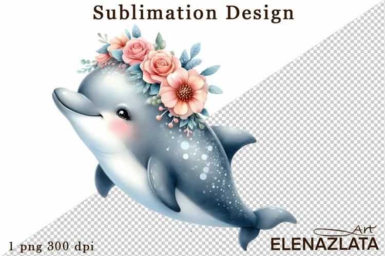 Watercolor baby dolphin clipart. Cute dolphin illustrations