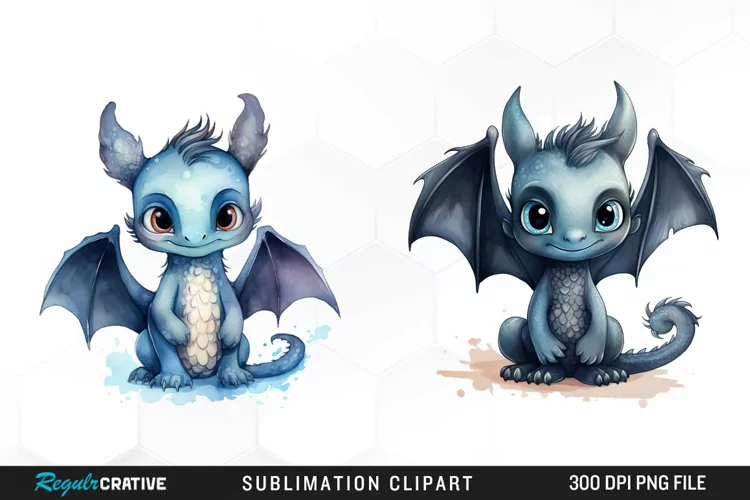 Watercolor Baby Dragon Exquisite Clipart