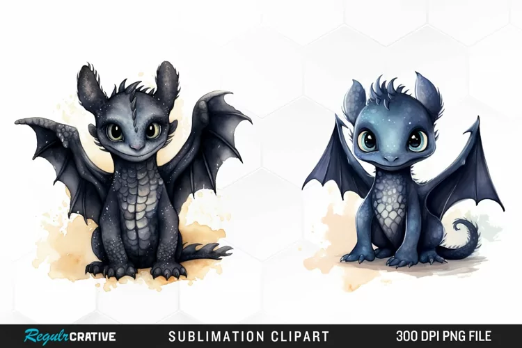 Watercolor Baby Dragon Exquisite Clipart