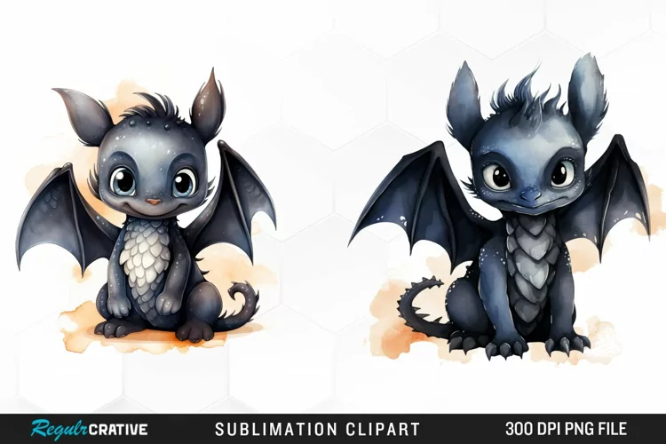 Watercolor Baby Dragon Exquisite Clipart