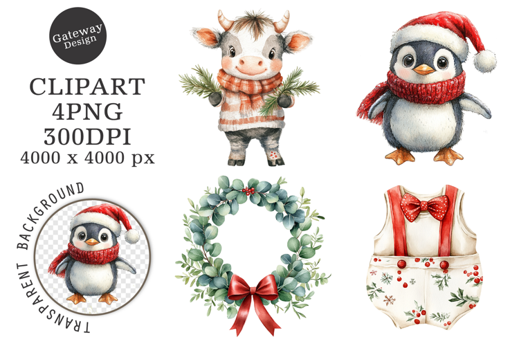 Watercolor Baby First Christmas Clipart