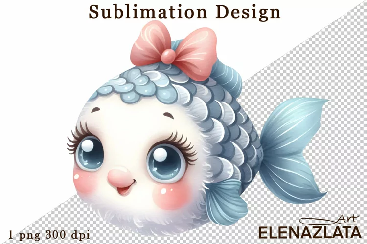Watercolor baby golden fish clipart. Cute fish illustrations