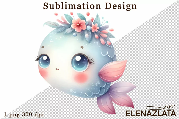 Watercolor baby golden fish clipart. Cute fish illustrations