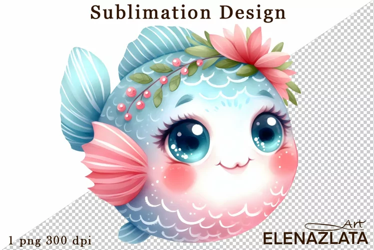 Watercolor baby golden fish clipart. Cute fish illustrations