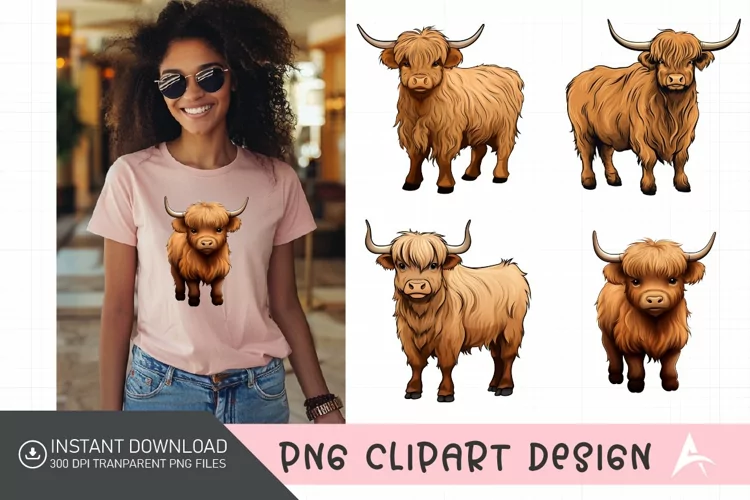 Watercolor Baby Highland Cows Clipart