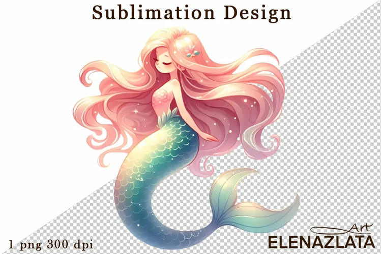 Watercolor baby Mermaid clipart. Cute sea illustrations