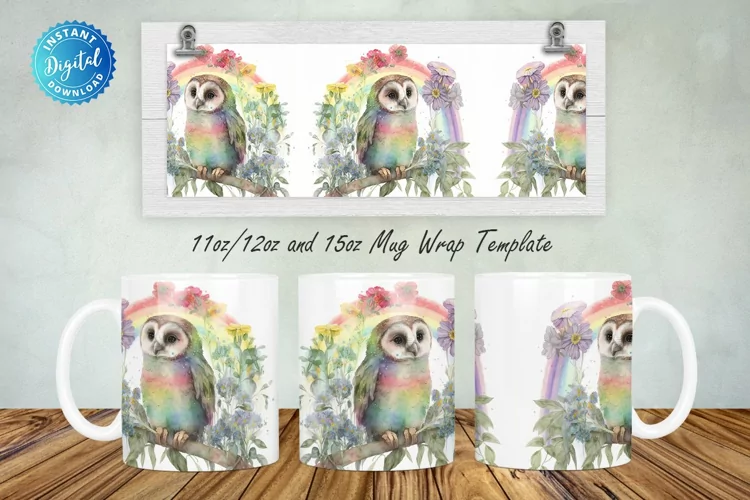 Watercolor Baby Owl Pastel 11, 12 & 15 Oz Mug Sublimation