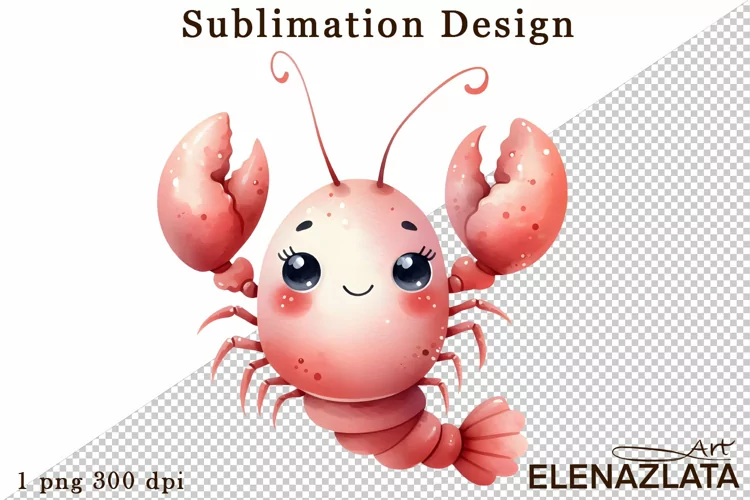 Watercolor baby shrimp clipart. Cute shrimp illustrations