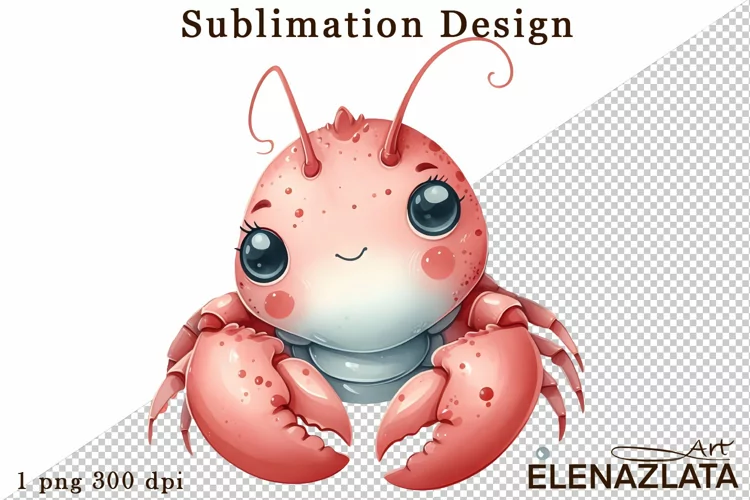 Watercolor baby shrimp clipart. Cute shrimp illustrations