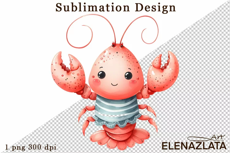 Watercolor baby shrimp clipart. Cute shrimp illustrations