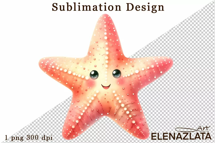 Watercolor baby Starfish clipart. Cute sea illustrations