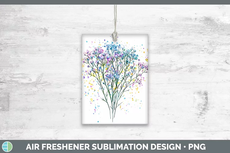 Watercolor Babys Breath Gypsophila Air Freshener Sublimation