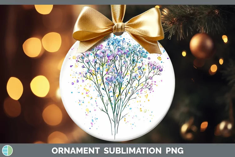 Watercolor Babys Breath Gypsophila Ornament Sublimation Baub