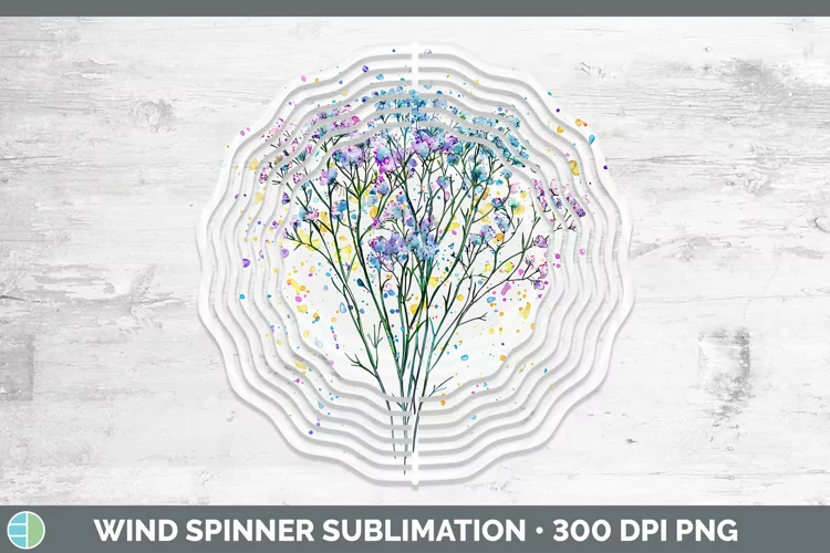 Watercolor Babys Breath Gypsophila Wind Spinner Sublimation