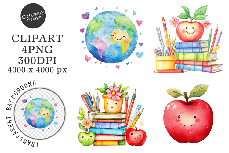 Watercolor Back To School Clipart