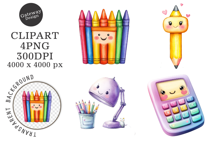 Watercolor Back To School Clipart