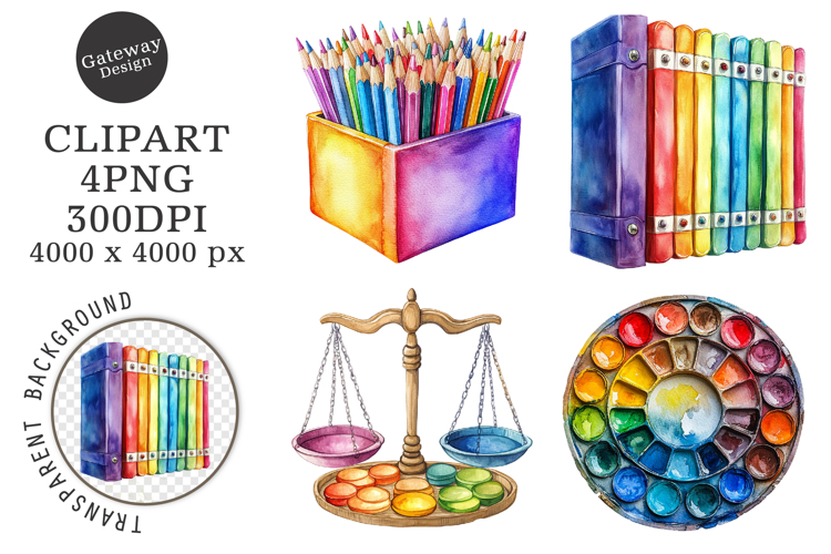 Watercolor Back To School Clipart