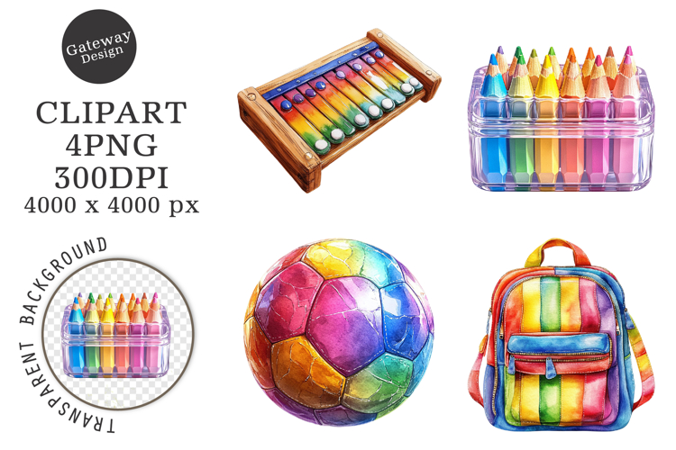 Watercolor Back To School Clipart