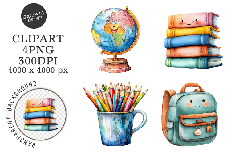 Watercolor Back To School Clipart