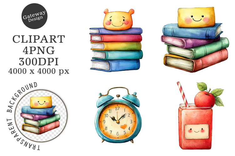 Watercolor Back To School Clipart