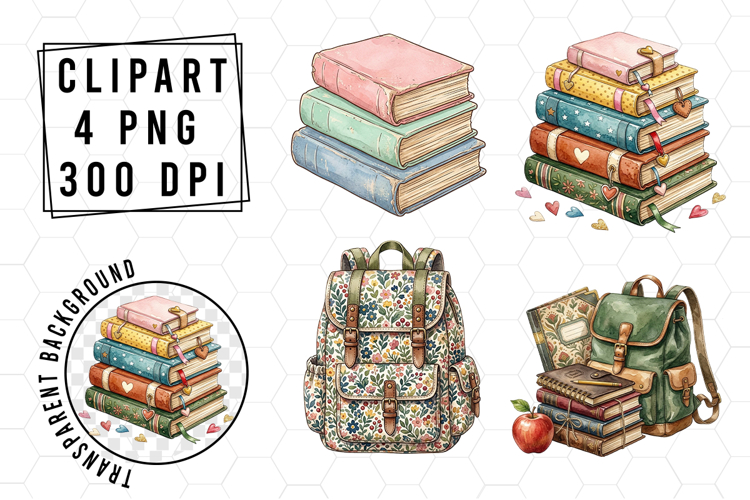 Watercolor Back to School Clipart
