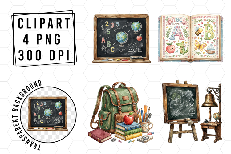 Watercolor Back to School Clipart