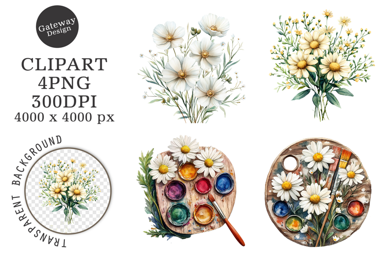 Watercolor Back To School Floral Arrangements Clipart