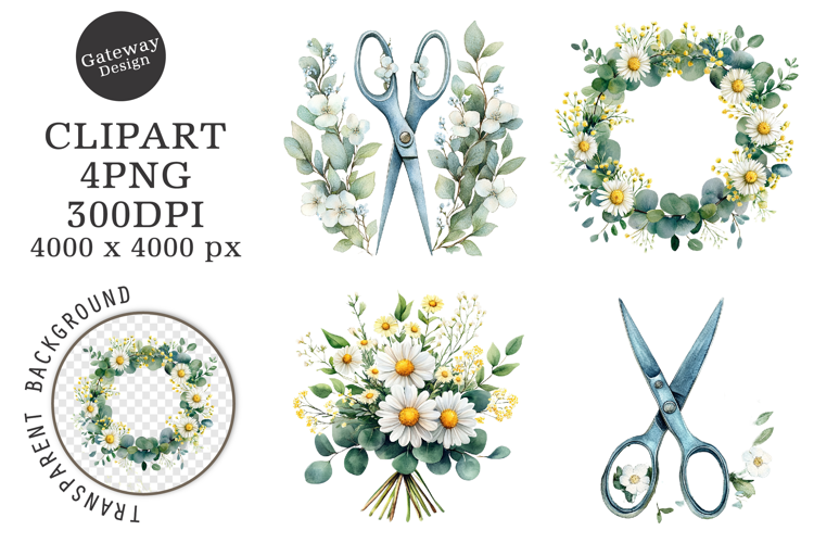 Watercolor Back To School Floral Arrangements Clipart