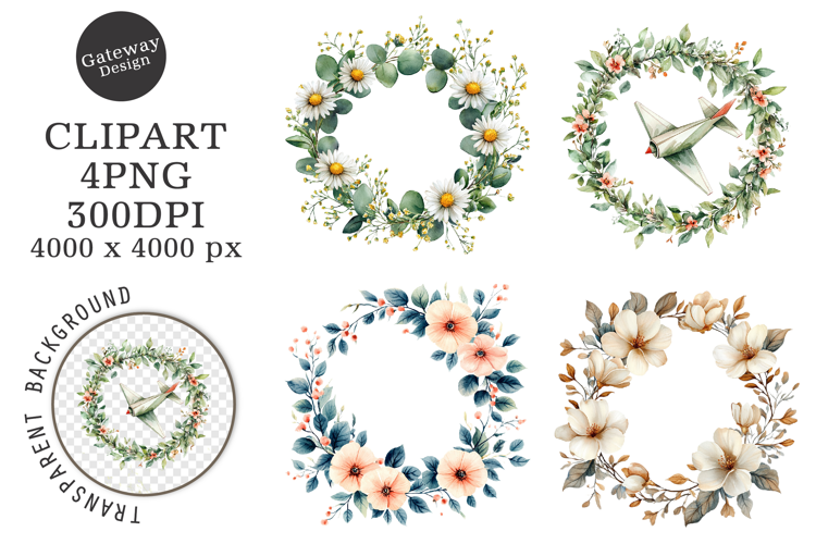 Watercolor Back To School Floral Arrangements Clipart