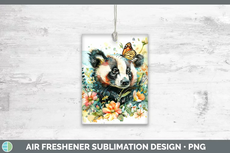 Watercolor Badger Air Freshener Sublimation Car Freshener De