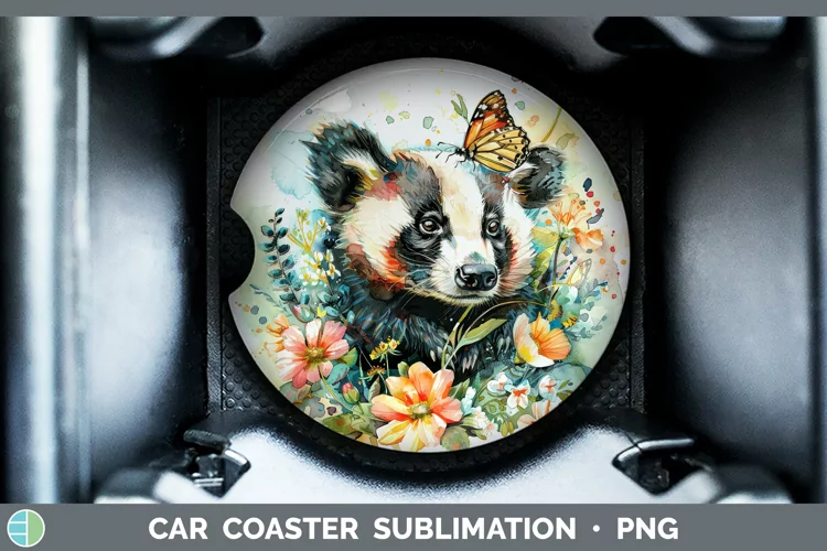 Watercolor Badger Car Coaster Sublimation Coaster Designs