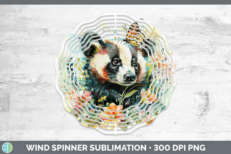 Watercolor Badger Wind Spinner Sublimation Spinner Designs