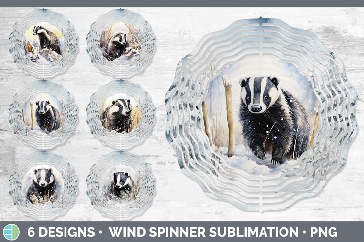 Watercolor Badger Wind Spinner | Bundle Spinner Designs