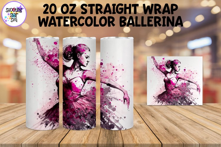 Watercolor Ballerina Sublimation Tumbler Wrap
