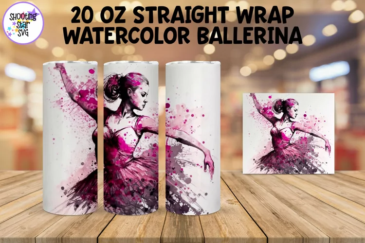 Watercolor Ballerina Sublimation Tumbler Wrap