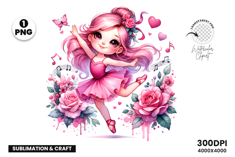 Ballerina Clipart, Dance Ballet PNG, Sublimation Design PNG