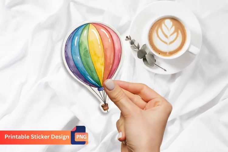 Watercolor Balloons Sticker, Colorful Balloons Sticker
