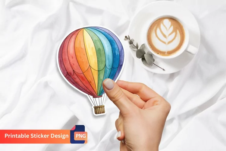 Watercolor Balloons Sticker, Colorful Balloons Sticker