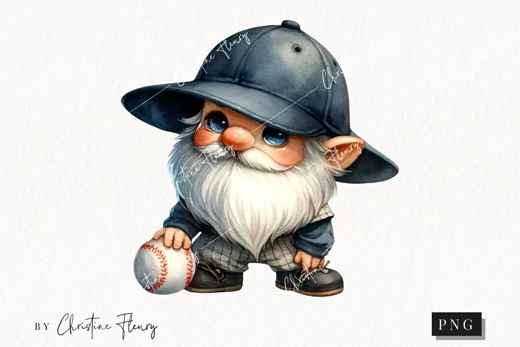 Watercolor Baseball Gnome PNG | Gnome PNG