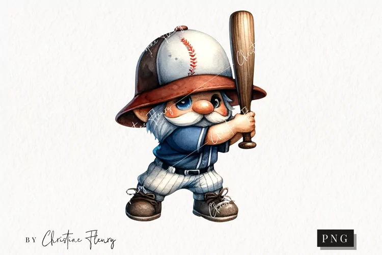 Watercolor Baseball Gnome PNG | Gnome PNG