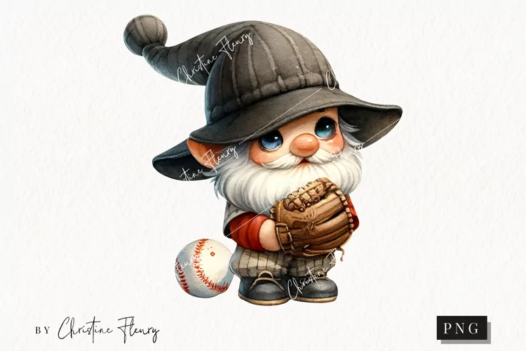 Watercolor Baseball Gnome PNG | Gnome PNG