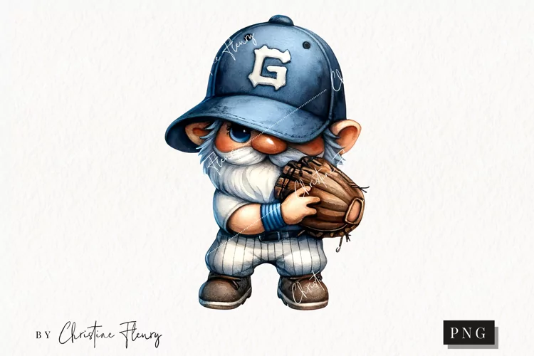 Watercolor Baseball Gnome PNG | Gnome PNG