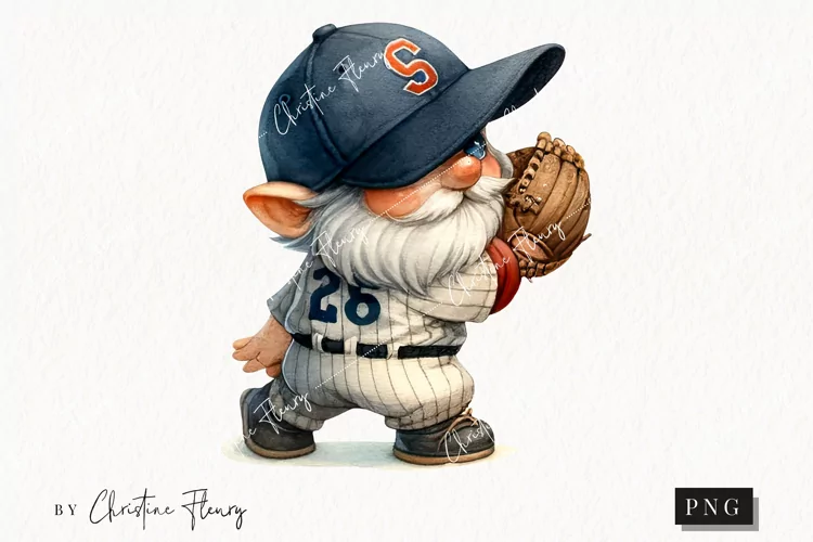 Watercolor Baseball Gnome PNG | Gnome PNG