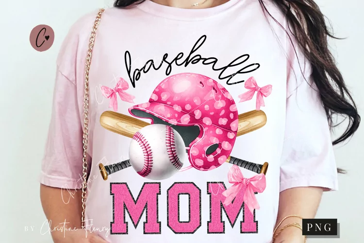 Chenille Baseball Mom Coquette PNG | Baseball PNG