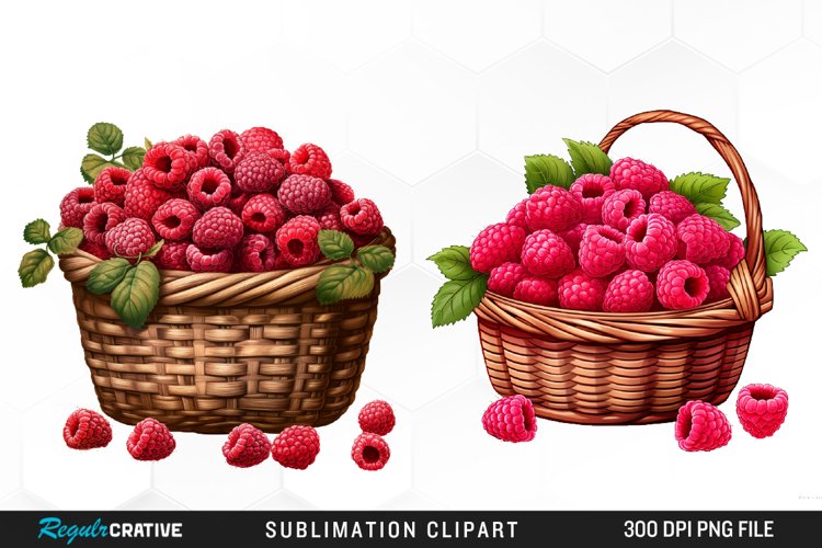 Watercolor Basket Raspberry Clipart