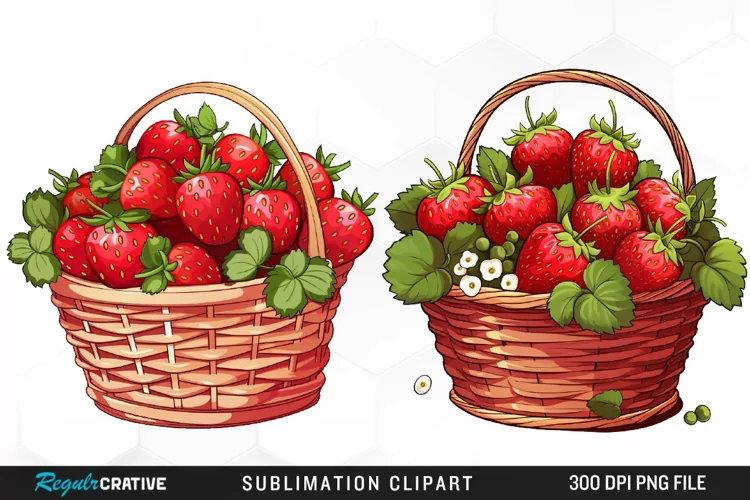 Watercolor Basket Strawberry Illustration PNG Clipart