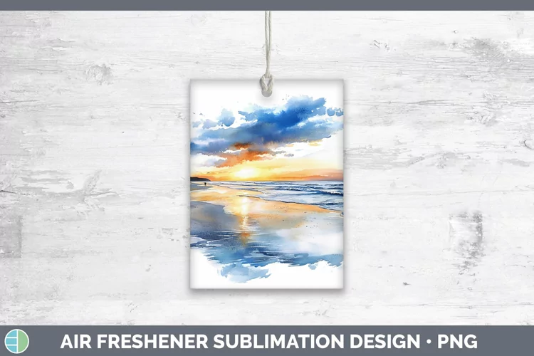 Watercolor Beach Air Freshener Sublimation Car Freshener Des