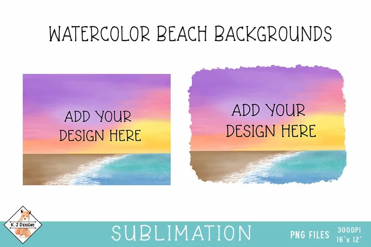 Watercolor Beach Backgrounds | Sublimation