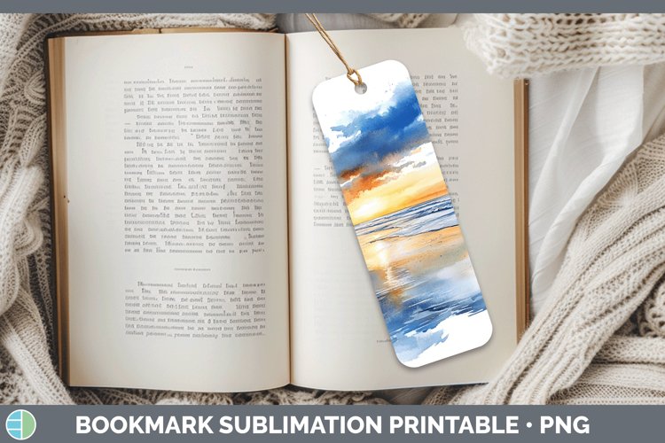 Watercolor Beach Bookmark Sublimation Printable Designs